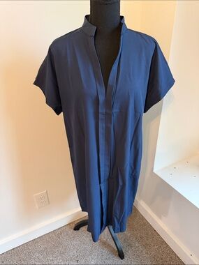 SHEIN Navy Casual Short-Sleeve Shirt Dress
